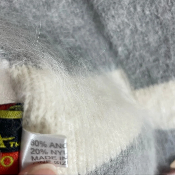 Scala pronto angora wool striped scarf with roses - Picture 8 of 8